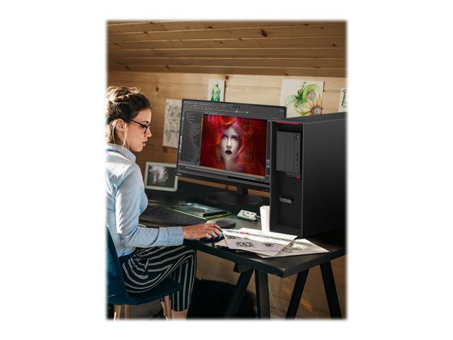 Lenovo ThinkStation P620 30E0 - Tower - 1 x Ryzen ThreadRipper PRO 5945WX / up to 4.5 GHz - AMD PRO - RAM 64 GB - SSD 1 TB - TCG Opal Encryption, NVMe - no graphics - 10 Gigabit Ethernet - Win 11 Pro - monitor: none - keyboard: UK - Lenovo TopSeller - wit - Image 3